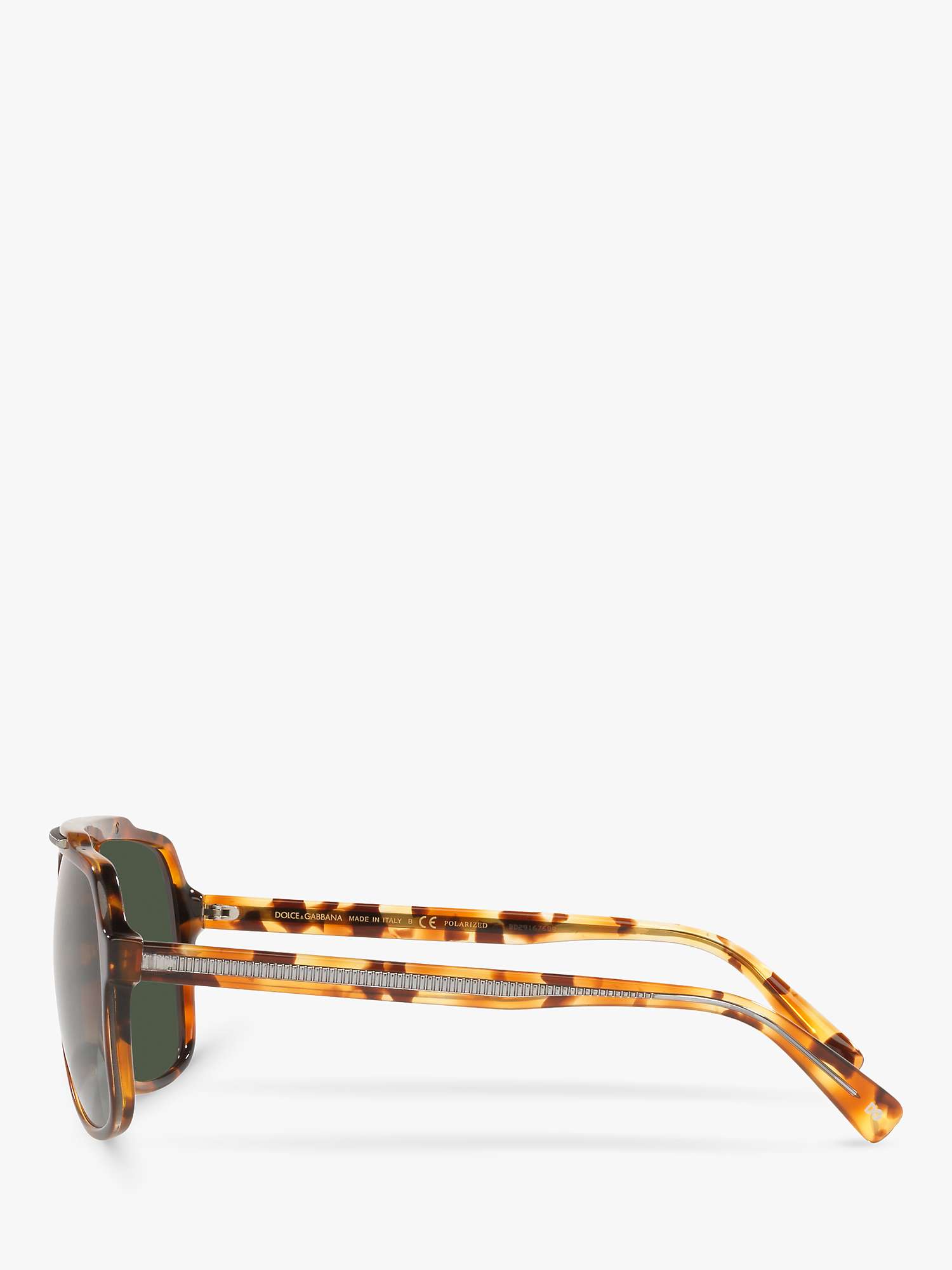 Buy Dolce & Gabbana DG4388 Men's Polarised Aviator Sunglasses, Havana/Green Online at johnlewis.com