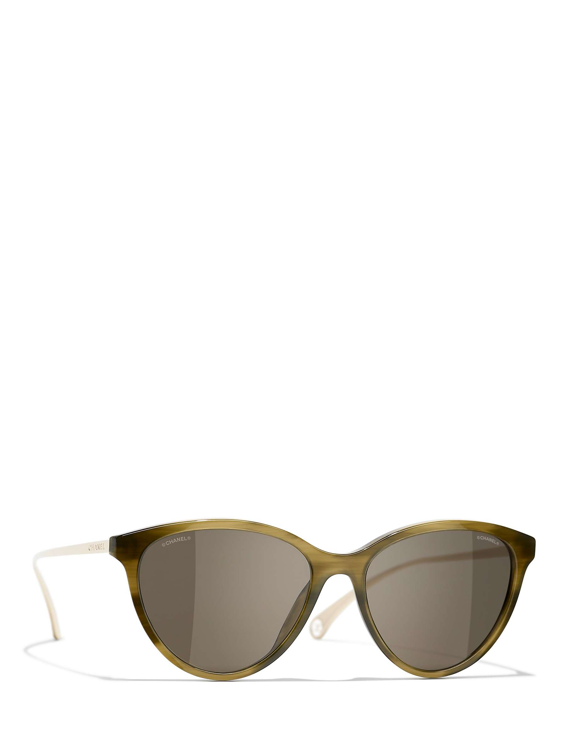 Buy CHANEL CH5459 Oval Sunglasses, Green/Brown Online at johnlewis.com
