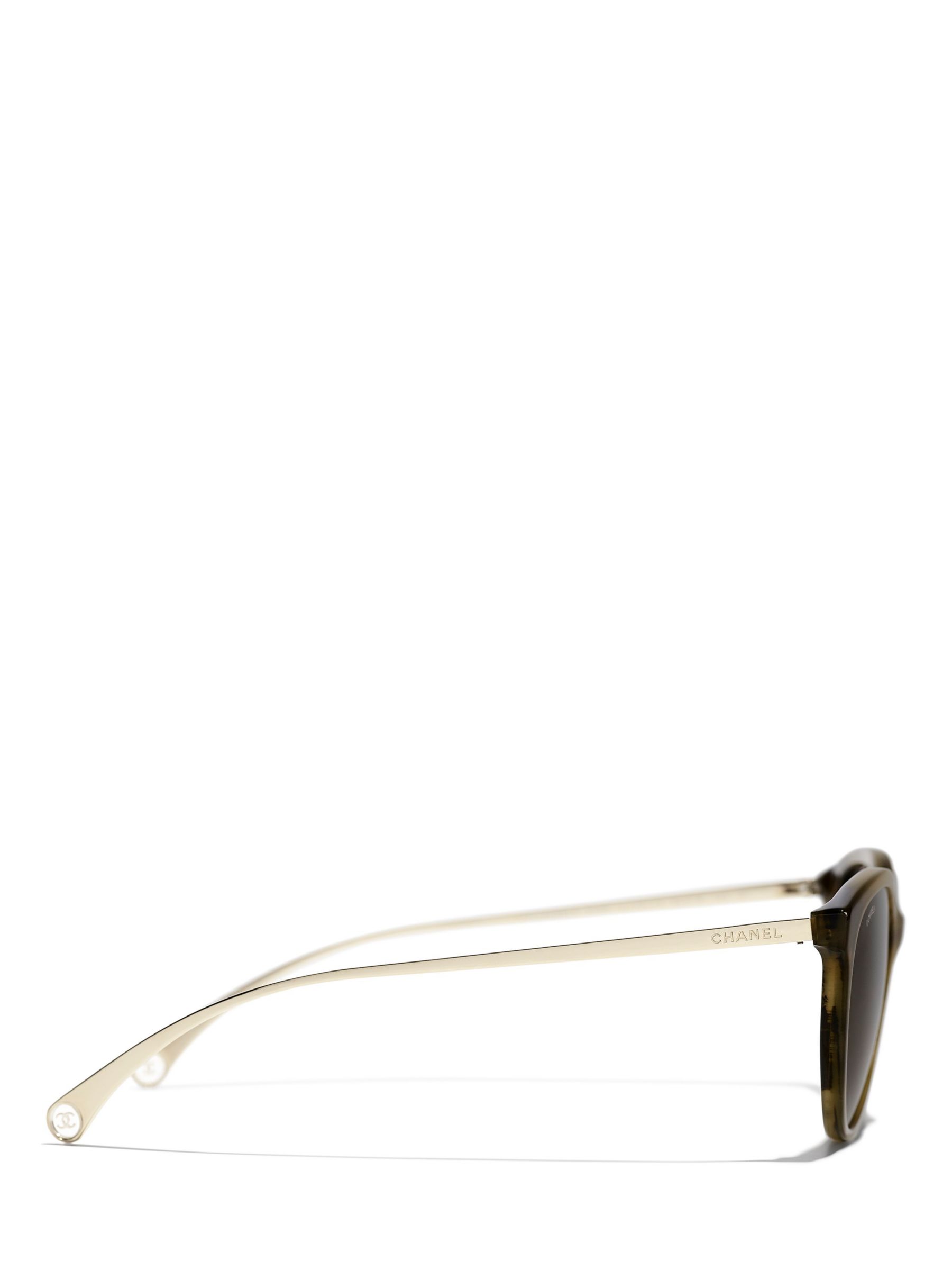 CHANEL CH5459 Oval Sunglasses, Green/Brown at John Lewis & Partners