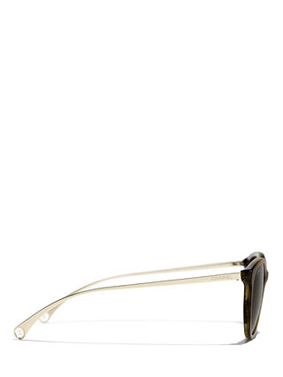 CHANEL CH5459 Oval Sunglasses, Green/Brown