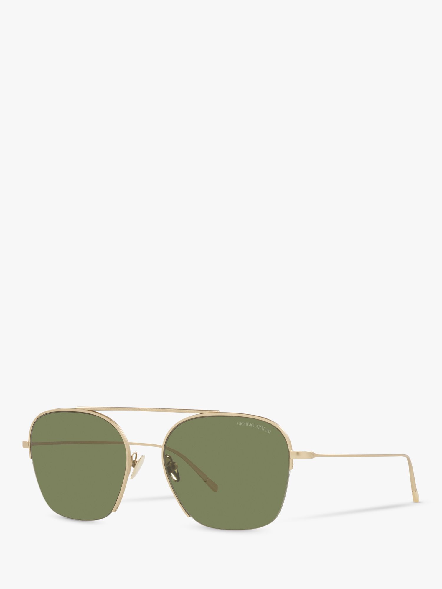 Buy Emporio Armani AR612430 Men's Square Sunglasses, Matte Pale Gold/Green Online at johnlewis.com