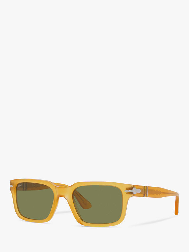 Persol PO3272S Men's Rectangular Sunglasses, Honey/Green