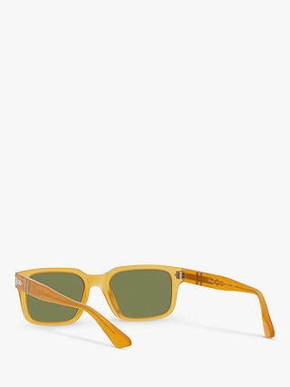 Persol PO3272S Men's Rectangular Sunglasses, Honey/Green