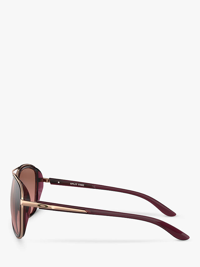 Oakley OO4129 Women's Split Time Aviator Sunglasses, Dark Red/Crystal Raspberry