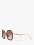 Prada PR 53YS Women's Square Sunglasses, Caramel Tortoise/Brown Gradient