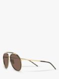 Dolce & Gabbana DG227702 Men's Aviator Sunglasses, Gold/Havana