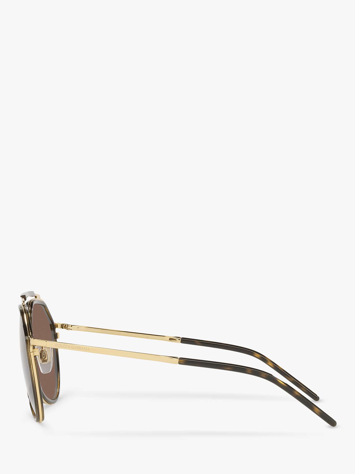 Buy Dolce & Gabbana DG227702 Men's Aviator Sunglasses, Gold/Havana Online at johnlewis.com