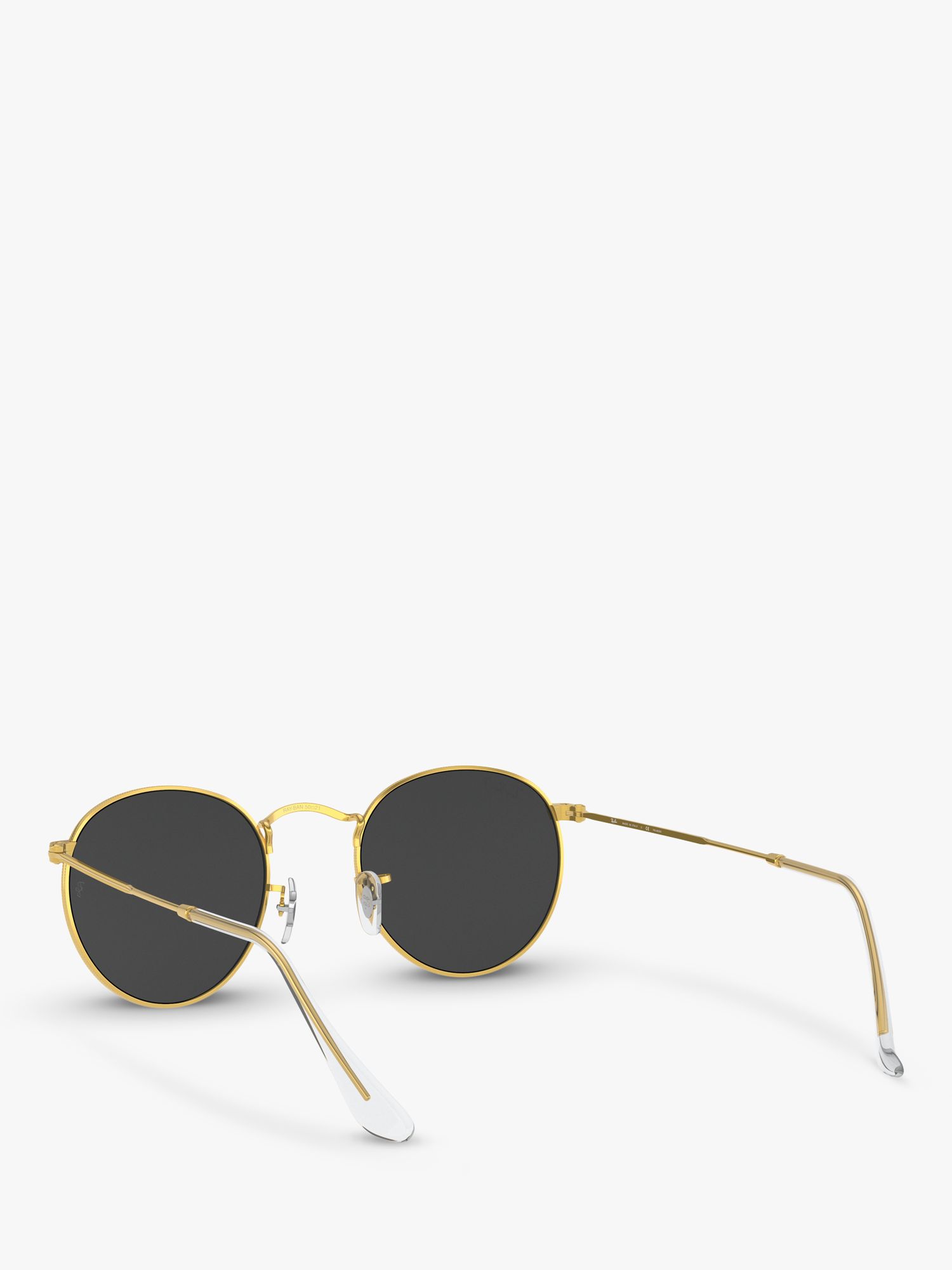 Ray-Ban RB3447 Men's Polarised Round Metal Sunglasses, Gold/Black