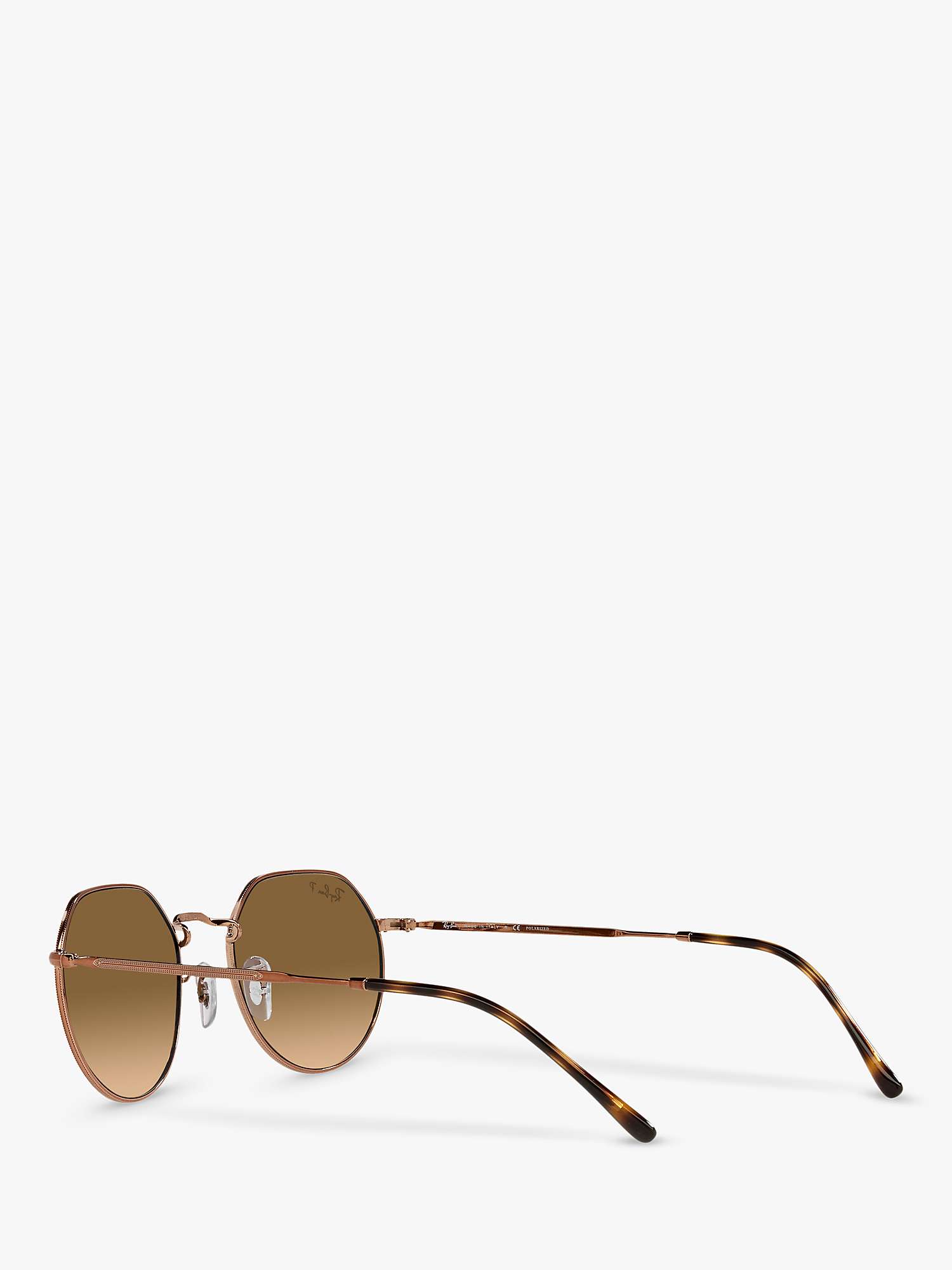 Buy Ray-Ban RB3565 Jack Unisex Polarised Metal Hexagonal Sunglasses, Medium Copper/Brown Gradient Online at johnlewis.com