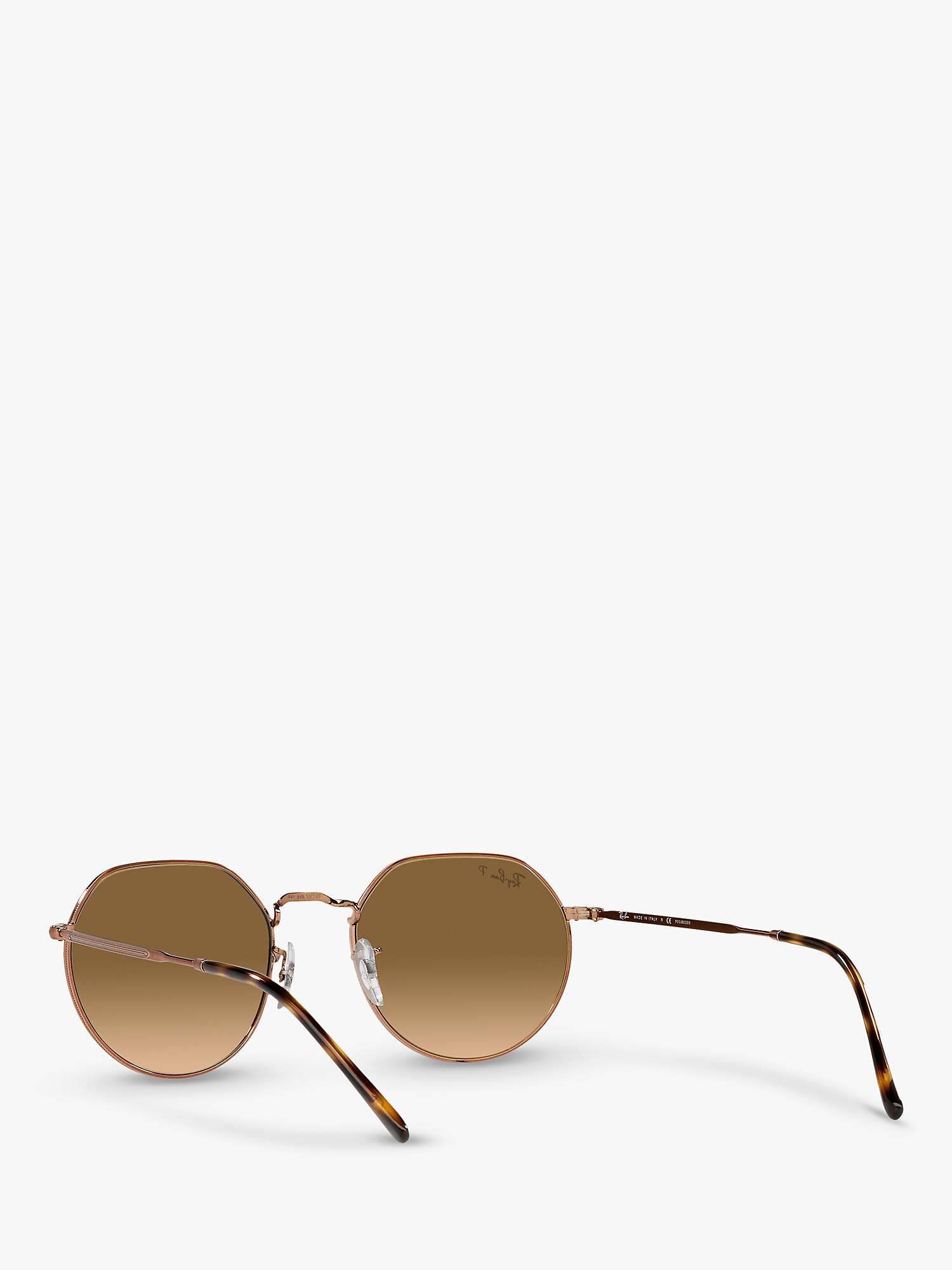 Buy Ray-Ban RB3565 Jack Unisex Polarised Metal Hexagonal Sunglasses, Medium Copper/Brown Gradient Online at johnlewis.com
