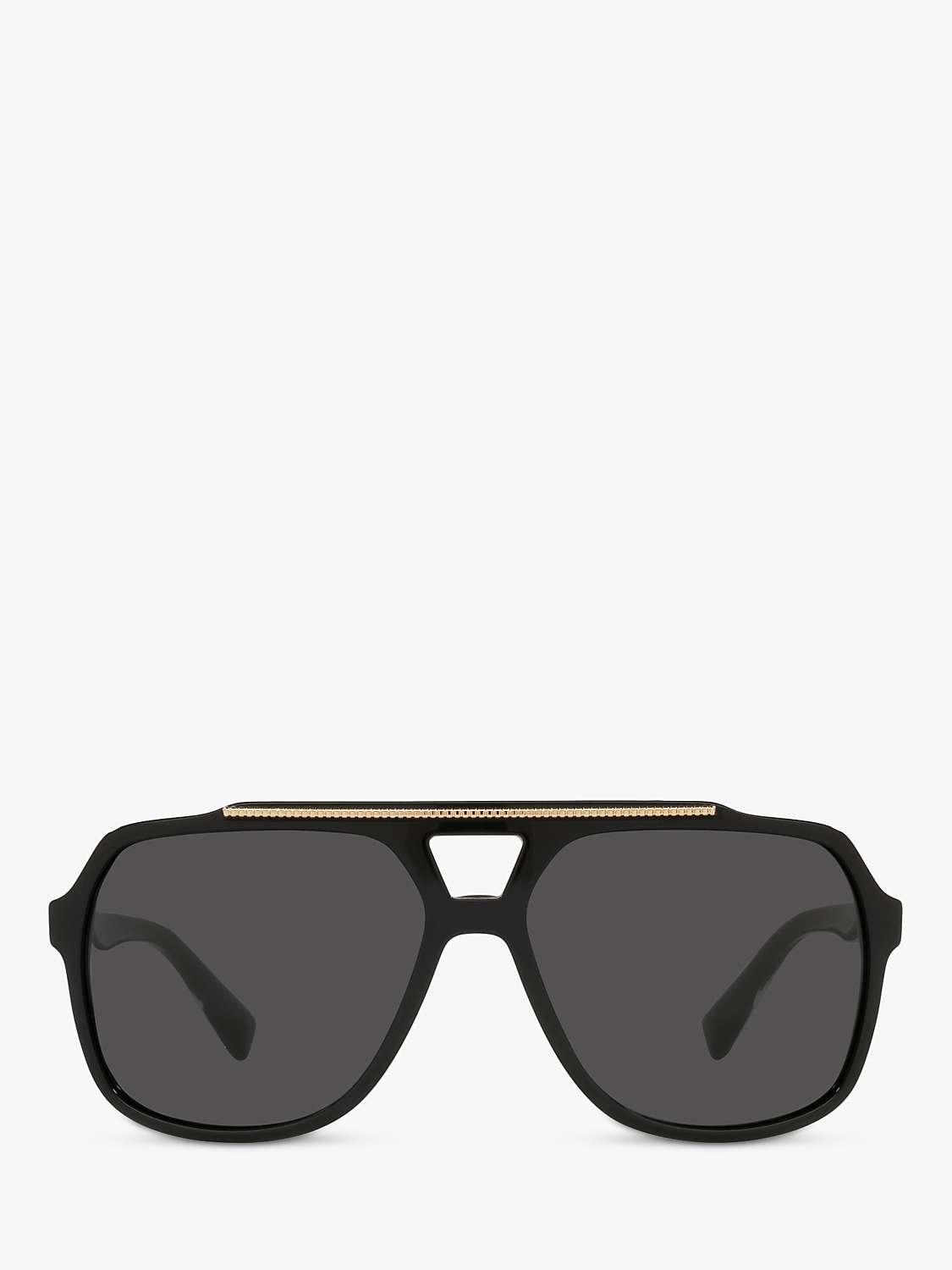 Dolce & Gabbana DG4388 Men's Aviator Sunglasses, Black/Grey at John ...