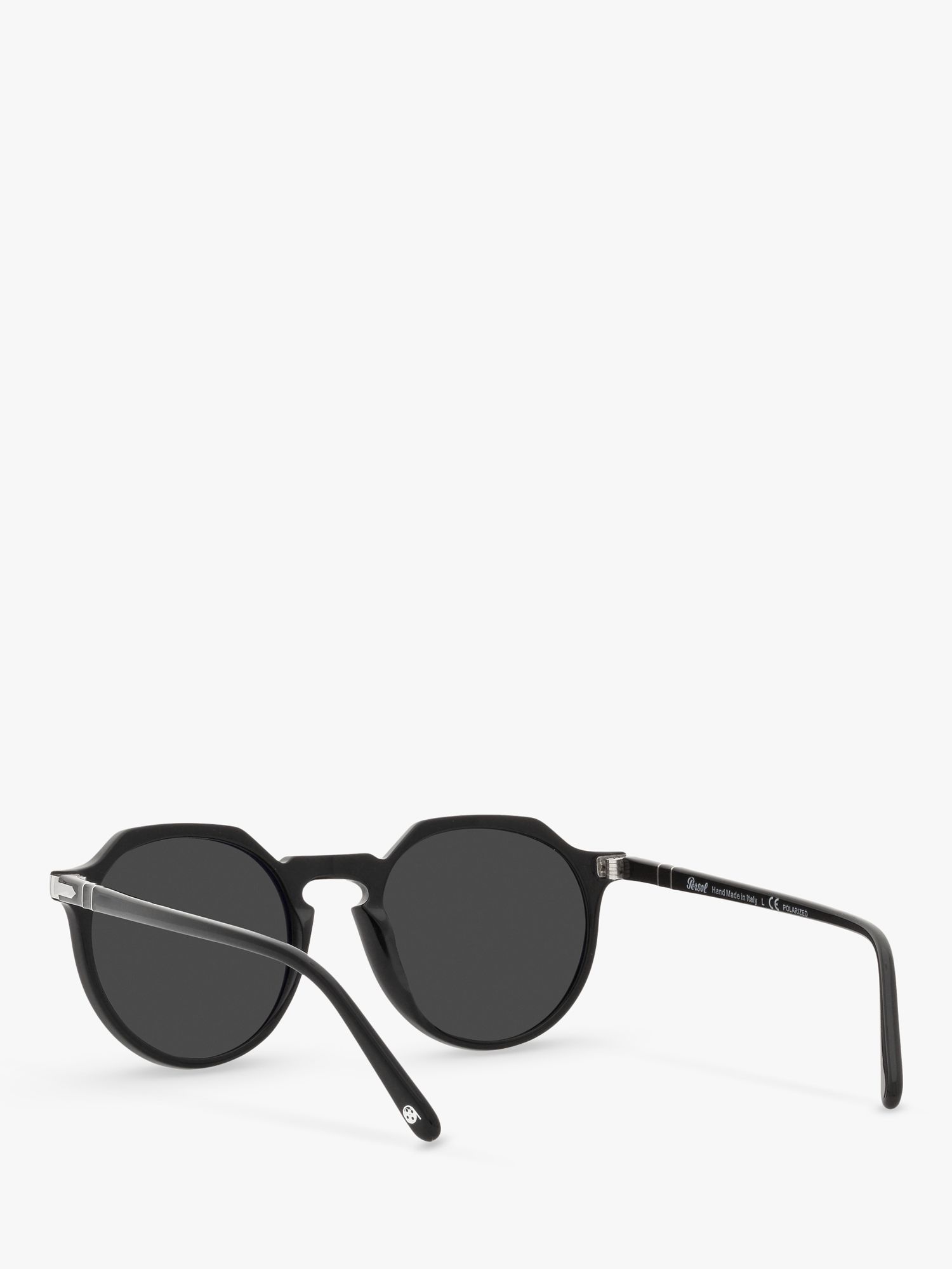 Persol PO3281S Unisex Polarised Oval Sunglasses, Black/Grey at John ...