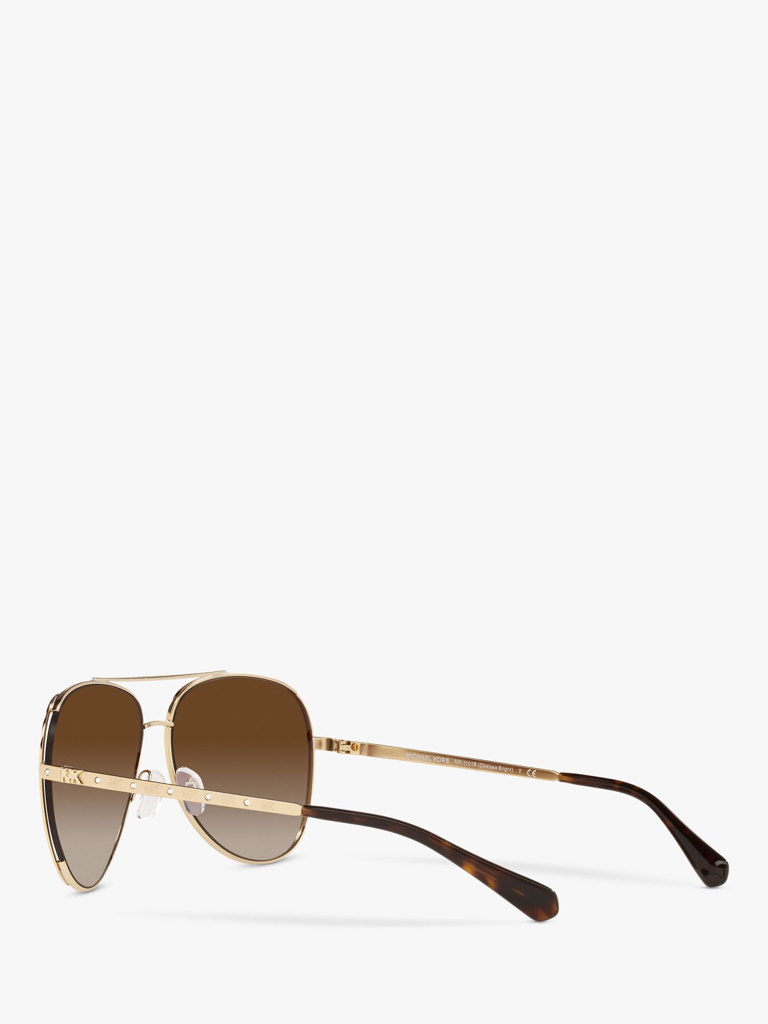 Michael Kors MK1101B Women's Chelsea Aviator Sunglasses, Gold/Brown  Gradient at John Lewis & Partners