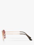 Ray-Ban RB3548N Unisex Polarised Hexagonal Sunglasses, Rose Gold/Pink