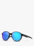 Oakley OO4144 Men's Coinflip Prizm Round Sunglasses, Matte Black/Mirror Blue