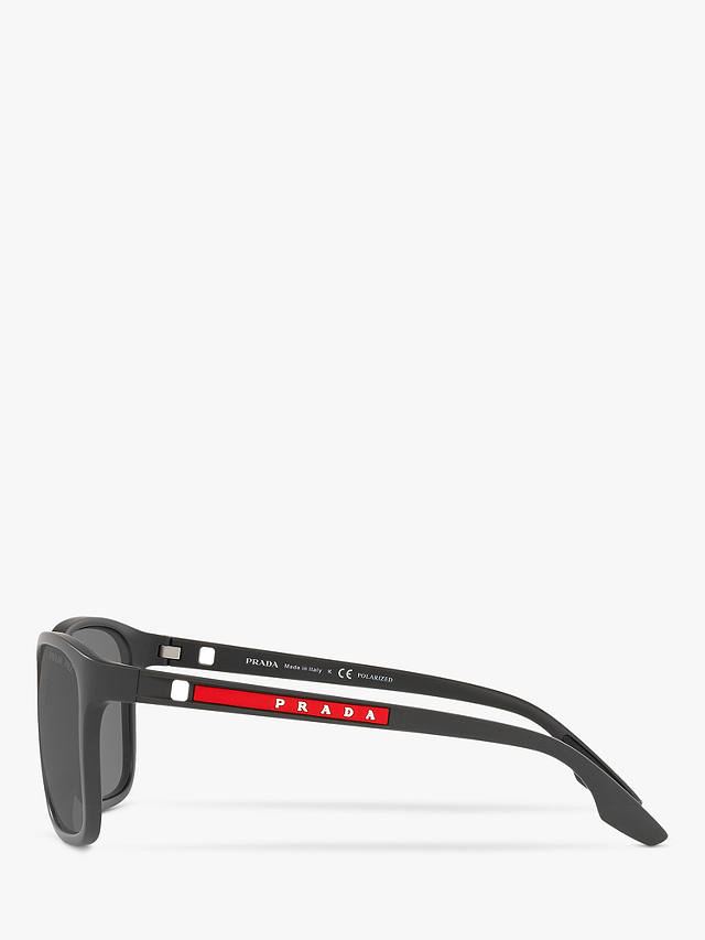Prada Linea Rossa PS 02WS Men's Pillow Polarised Sunglasses, Grey/Matte Silver