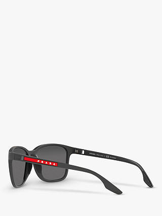 Prada Linea Rossa PS 02WS Men's Pillow Polarised Sunglasses, Grey/Matte Silver