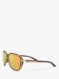 Oakley OO4129 Women's Split Time Polarised Aviator Sunglasses, Havana/Orange