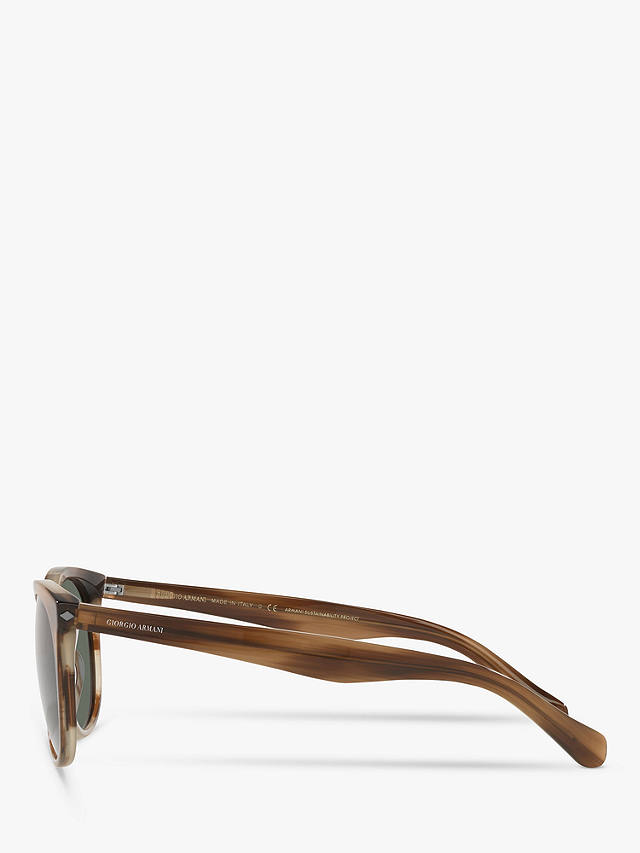 Giorgio Armani AR8149 Men's Polarised Oval Sunglasses, Brown/Grey