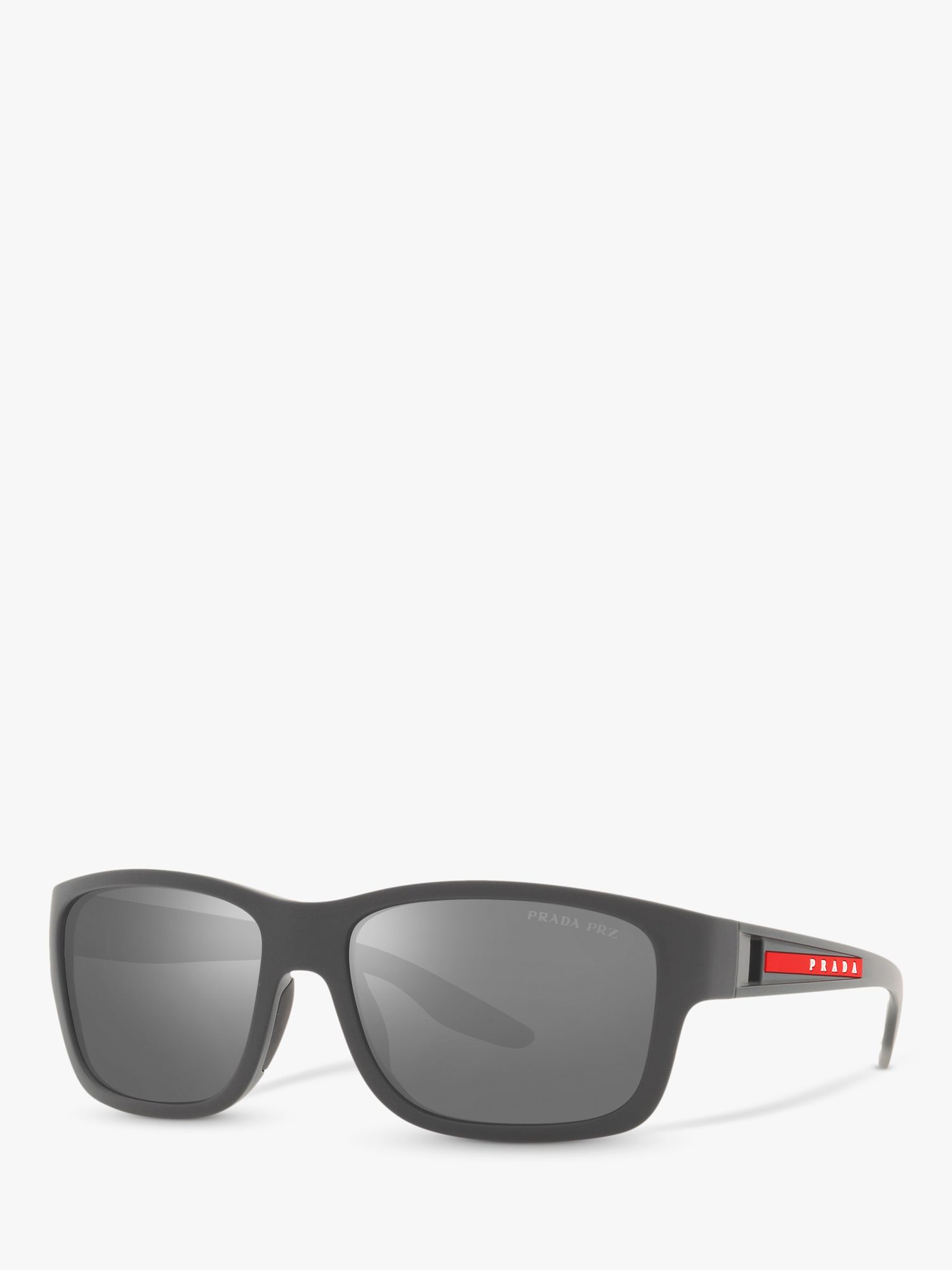 Prada Linea Rossa PS 01WS Men's Pillow Polarised Sunglasses, Grey/Matte  Silver at John Lewis & Partners
