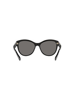 CHANEL CH5458 Women's Polarised Oval Sunglasses, Black/Grey