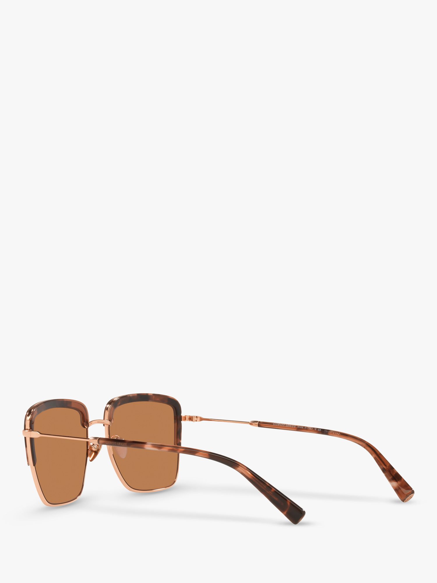 Giorgio Armani AR6126 Women's Square Sunglasses, Rose Gold Tortoise/Brown  at John Lewis & Partners