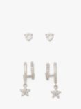 kate spade new york Cubic Zirconia Star Huggie Hoop & Stud Earrings, Set of 2, Silver