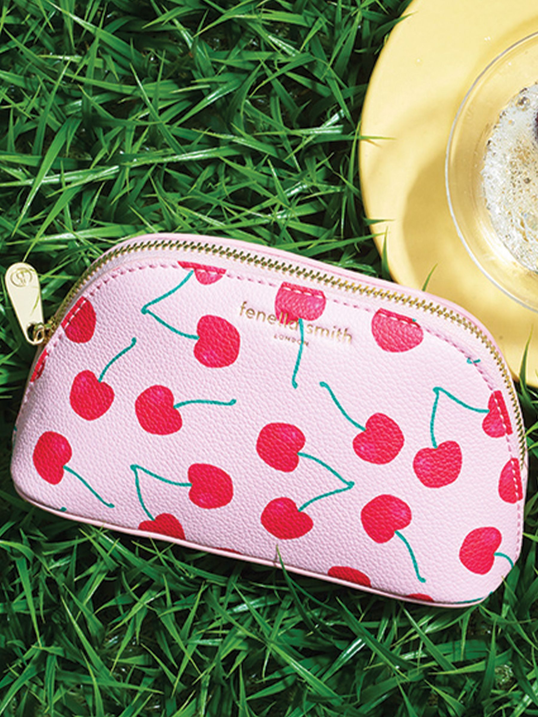 Fenella Smith Cherries Recycled Make Up Bag, Pink 3