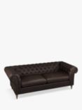 John Lewis Cromwell Chesterfield Double Leather Sofa Bed, Dark Leg, Demetra Charcoal