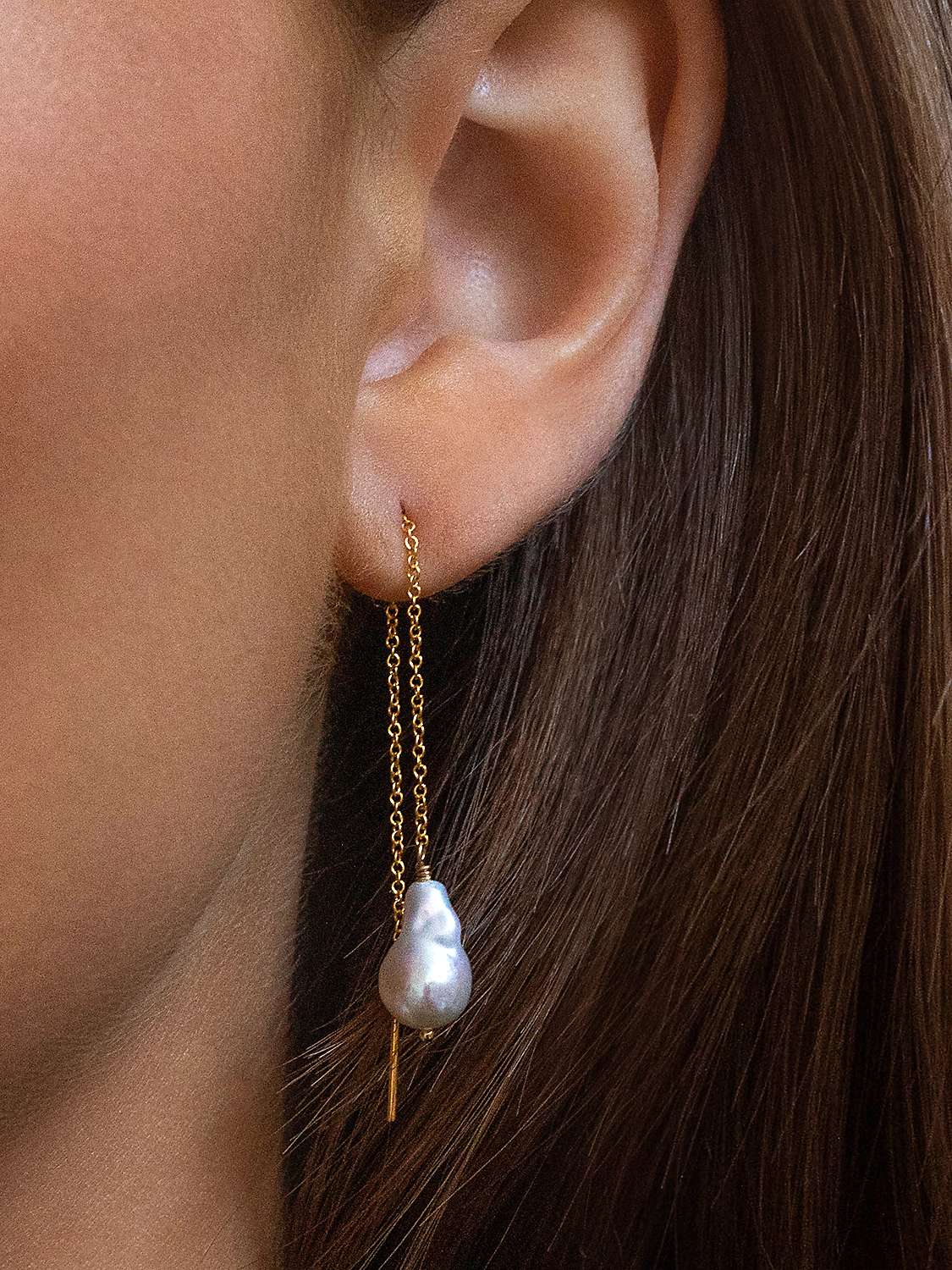 Buy Leah Alexandra Baroque Pearl Thread Drop Earrings, Gold Online at johnlewis.com