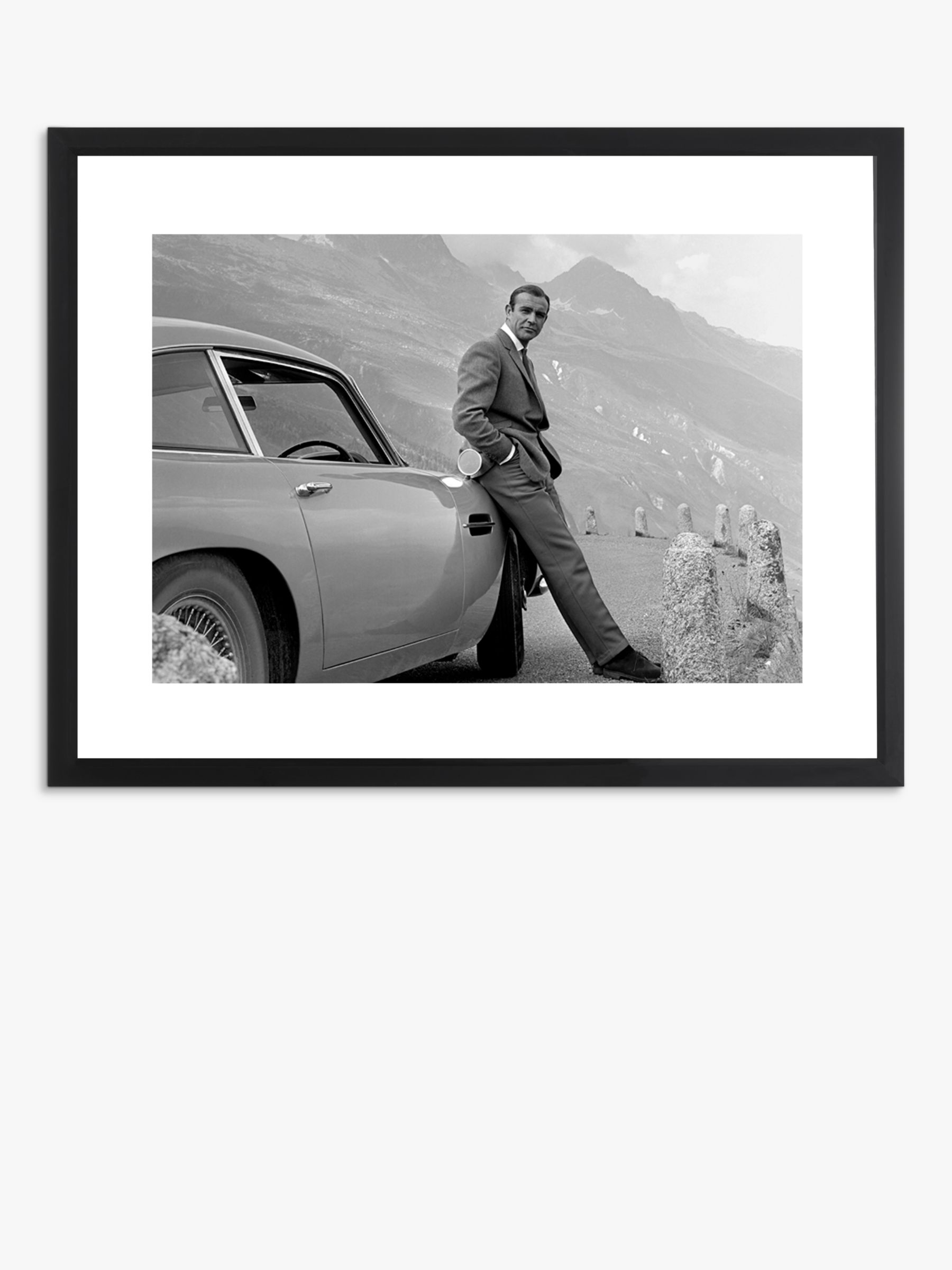 Sean Connery & Aston Martin Framed Photographic Print & Mount, 65.5 x 85.5cm, Black/White
