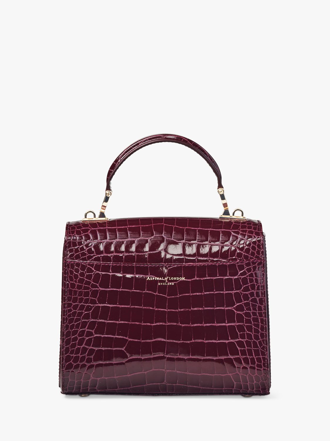 Midi Croc Embossed Leather Tote In Burgundy