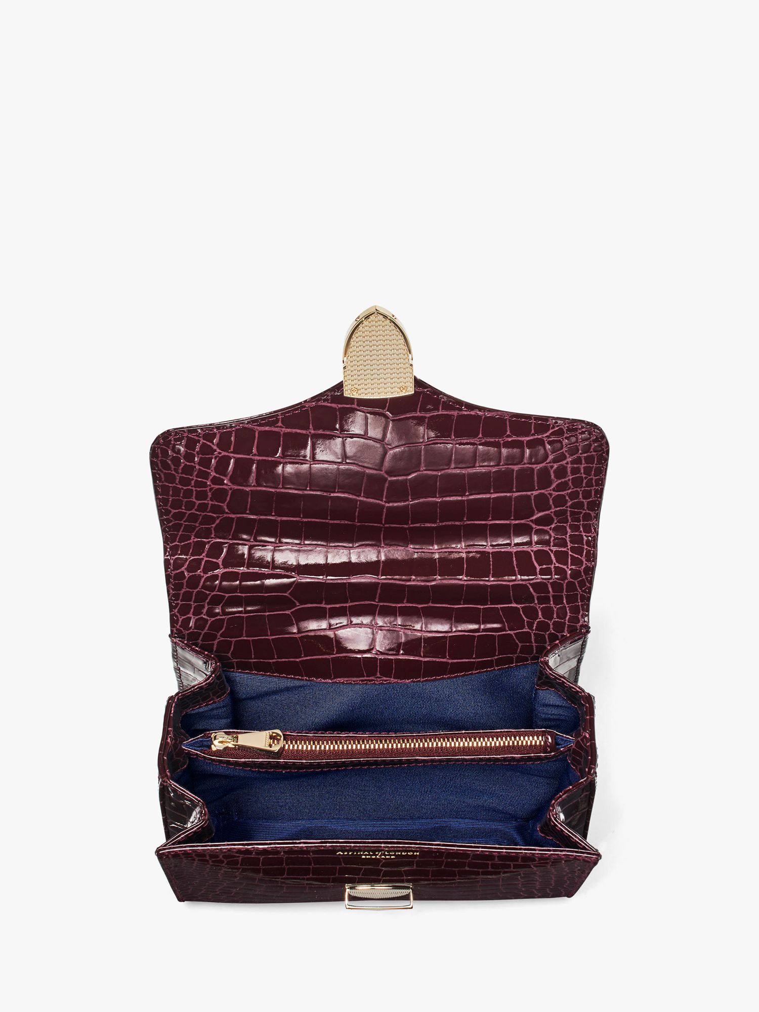 Midi Croc Embossed Leather Tote In Burgundy