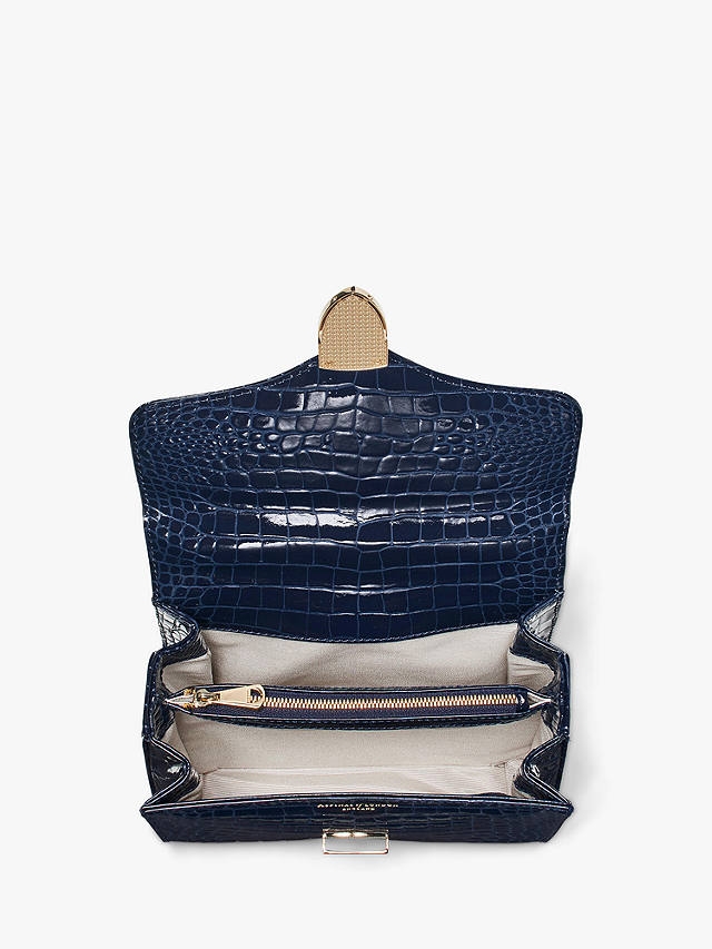 Aspinal of London Mayfair Croc Leather Midi Grab Bag, Midnight