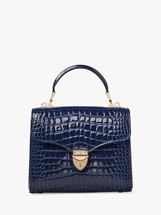 Aspinal of London Mayfair Croc Leather Midi Grab Bag, Midnight