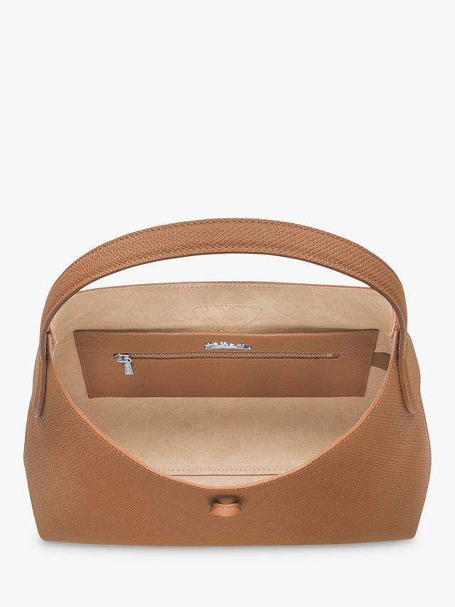 Longchamp Roseau Leather Shoulder Bag, Beige at John Lewis & Partners