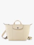 Longchamp Le Pliage Cuir Leather Backpack, Natural Ivory