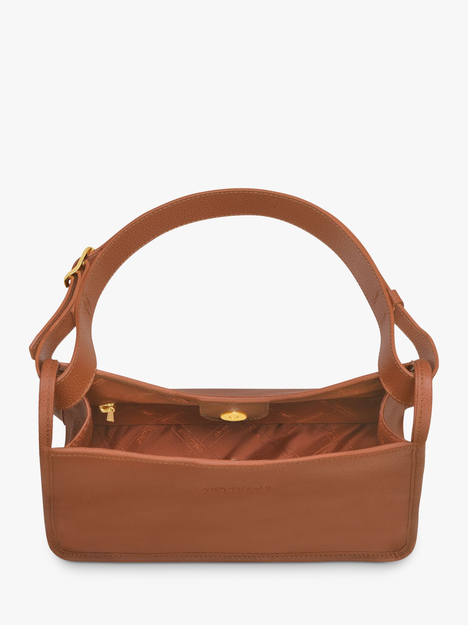 Longchamp Le Foulonn Medium Leather Shoulder Bag Caramel at John