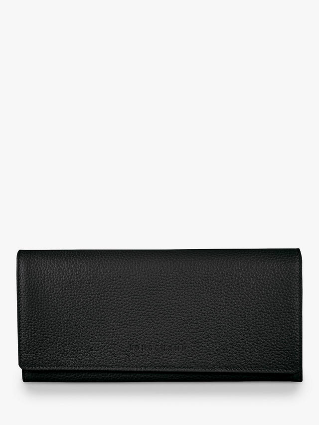 Longchamp Le Foulonné Continental Leather Wallet, Black