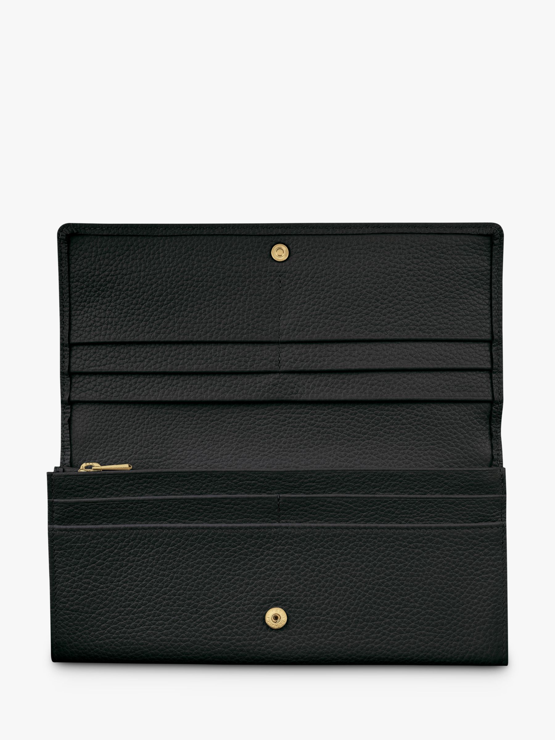 Longchamp Le Foulonné Continental Leather Wallet, Black