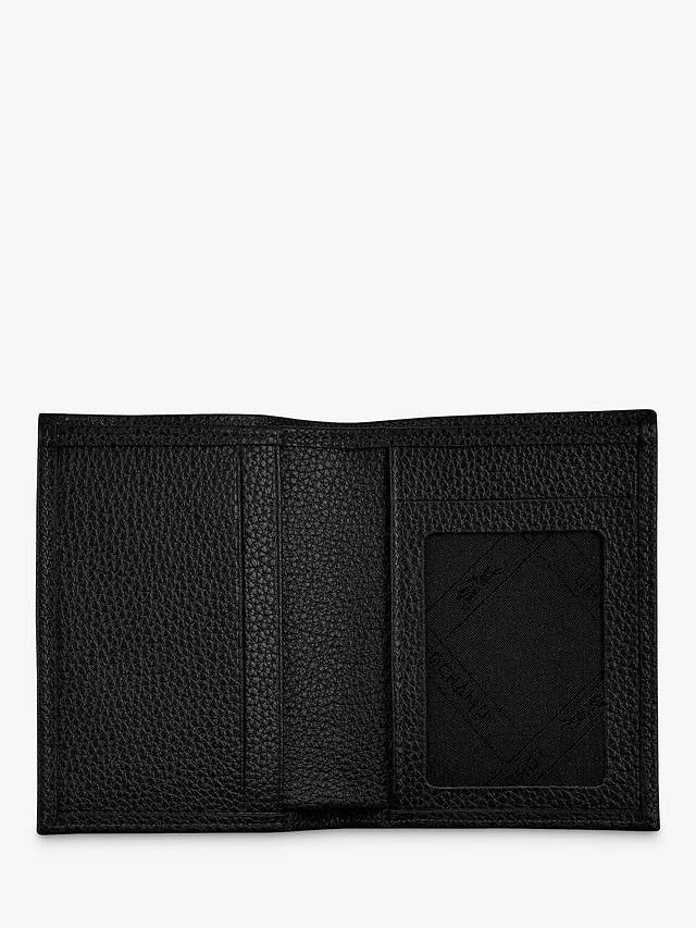 Longchamp Le Foulonné Leather Bi-Fold Card Holder, Black