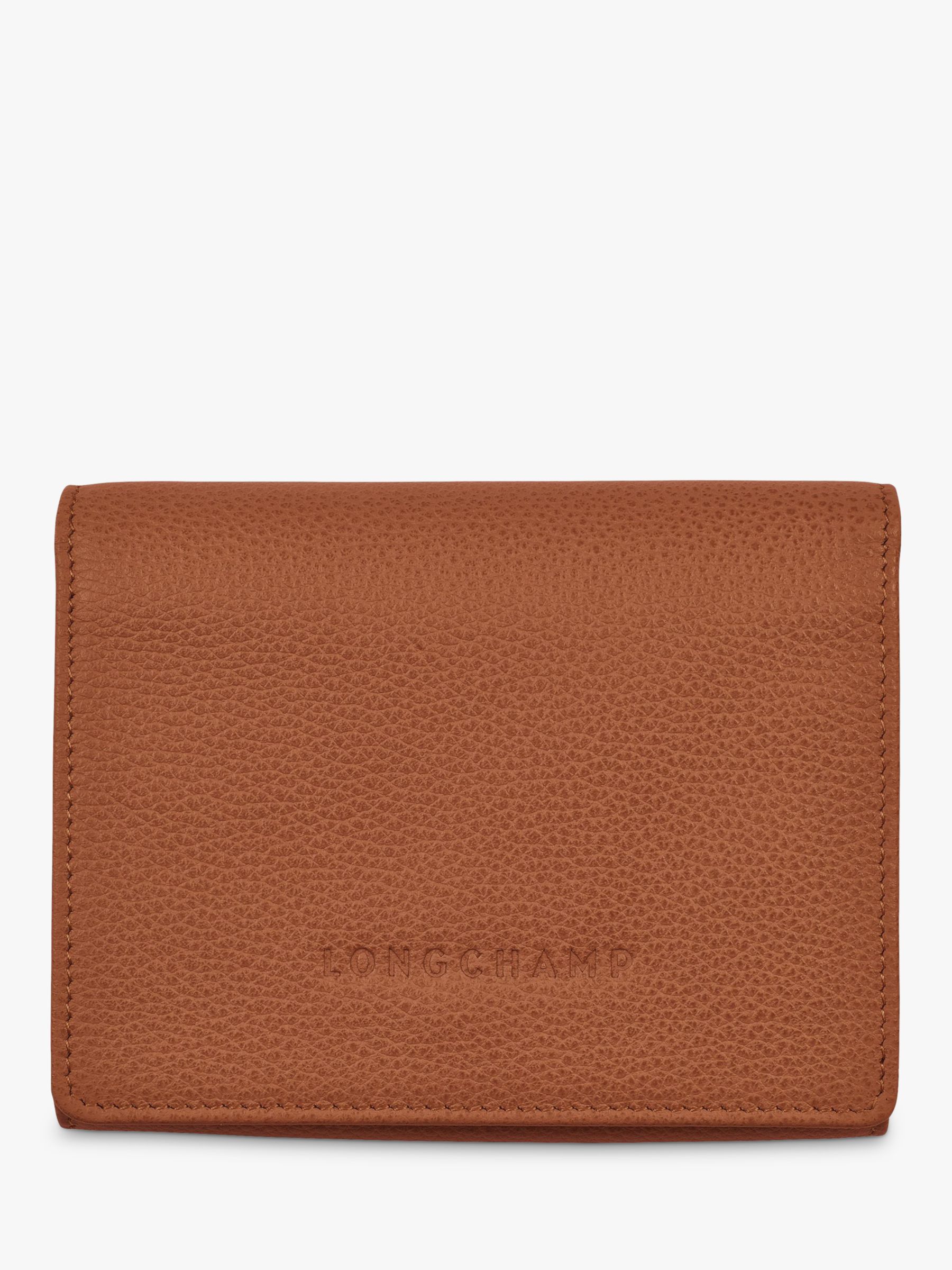 Longchamp Le Foulonné Compact Leather Wallet, Caramel at John Lewis ...