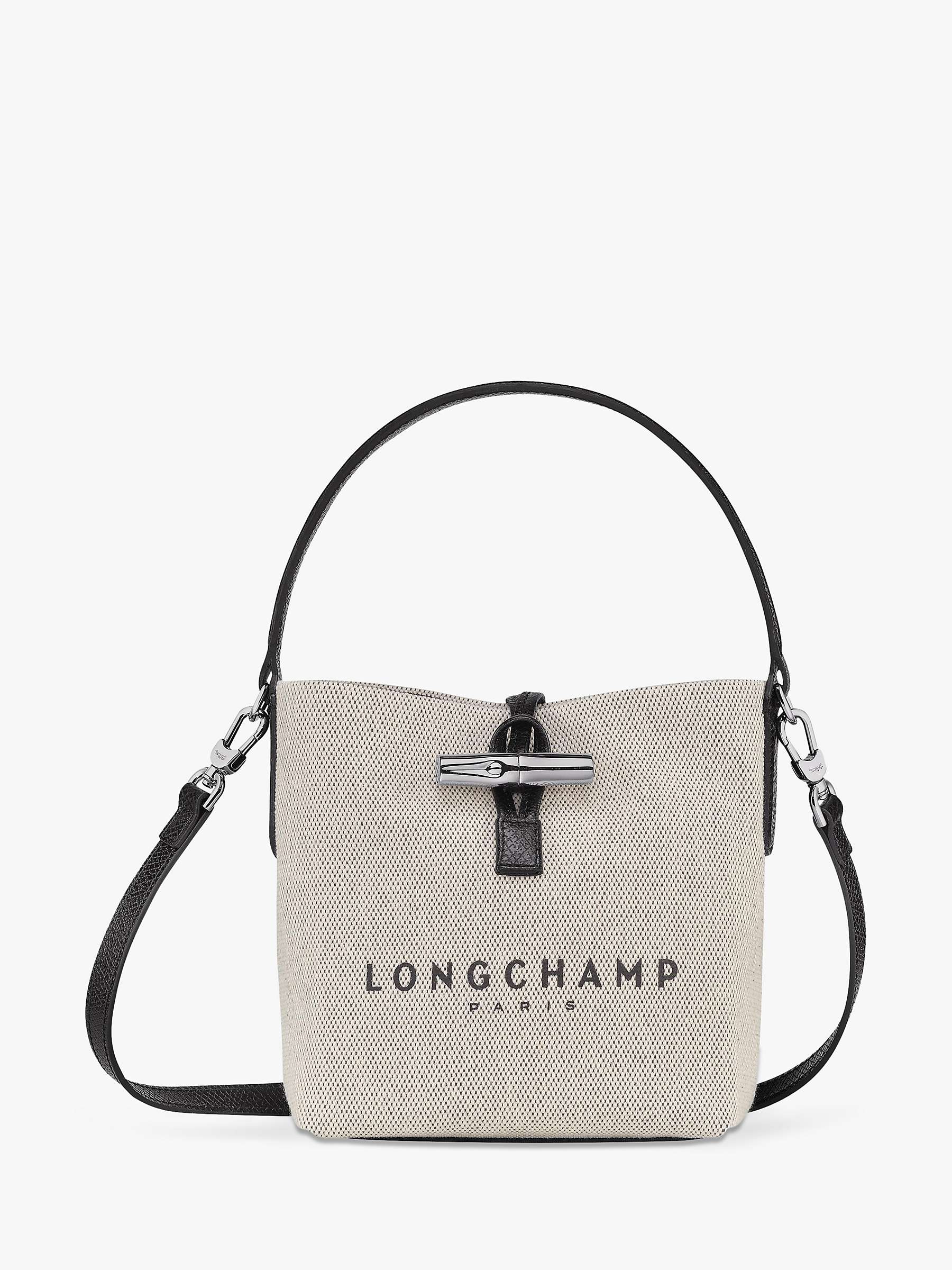 Buy Longchamp Roseau Canvas Bucket Bag, Ecru Online at johnlewis.com