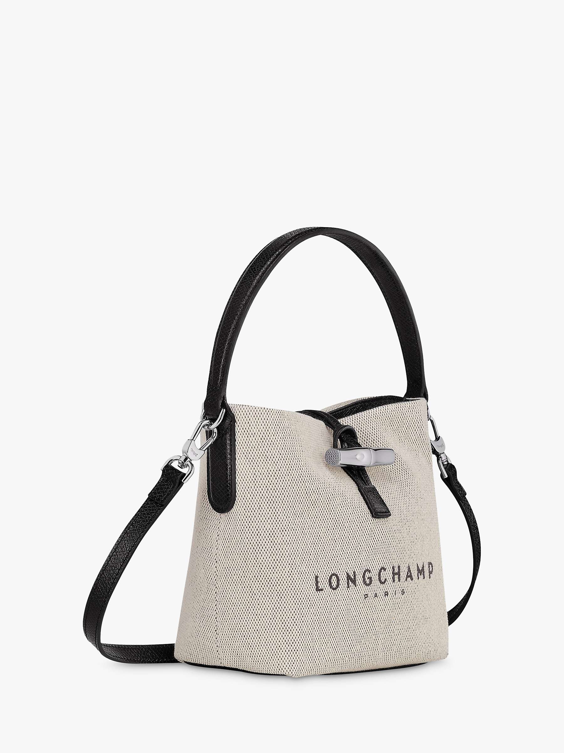 Buy Longchamp Roseau Canvas Bucket Bag, Ecru Online at johnlewis.com