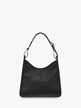 Longchamp Le Foulonné Medium Leather Shoulder Bag, Black