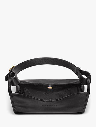 Longchamp Le Foulonné Medium Leather Shoulder Bag, Black