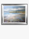 Michael Sanders - 'Polzeath Beach' Cornwall Framed Print & Mount, 73.5 x 93.5cm, Blue/Multi