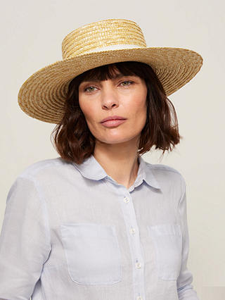 John Lewis & Partners Ribbon Boater Hat, Cream