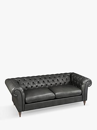 Cromwell Range, John Lewis Cromwell Chesterfield Double Leather Sofa Bed, Dark Leg, Winchester Anthracite