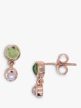 London Road 9ct Rose Gold Double Stone Drop Stud Earrings